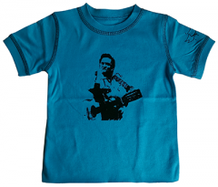 Johnny Cash Kids T-shirt Blue - Tee eco vintage – organic cotton 