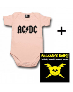 lahjasettiti AC-DC vauvanbody Logo vaaleanpunainen & AC-DC CD